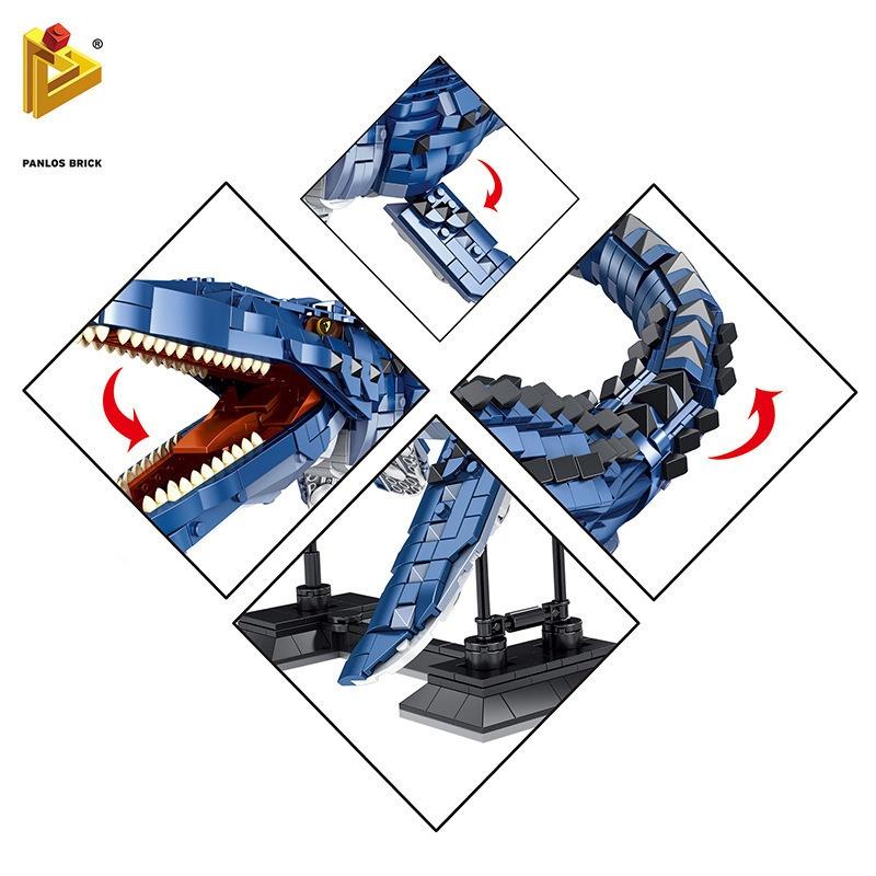 Đồ chơi Lắp ráp Khủng Long Biển Mosasaurus, Panlos 611005 Thằn lằn sông Xếp hình thông minh