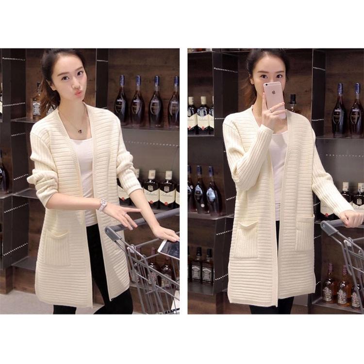 MS333 Áo khoác len cardigan dáng dài sọc ngang
