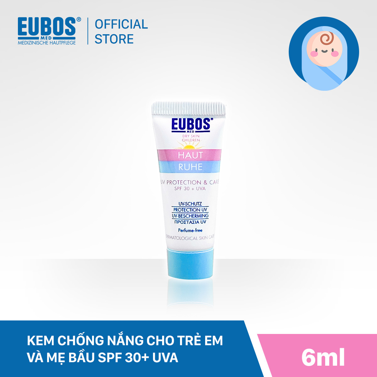 [Combo du lịch] 2 kem chống nắng cho mẹ và bé EUBOS 6ml + 1 kem dưỡng da tay EUBOS 8ml + Lotion dưỡng thể Urea 10% 15ml + Kem dưỡng da chân 12ml + Dung dịch vệ sinh 30ml