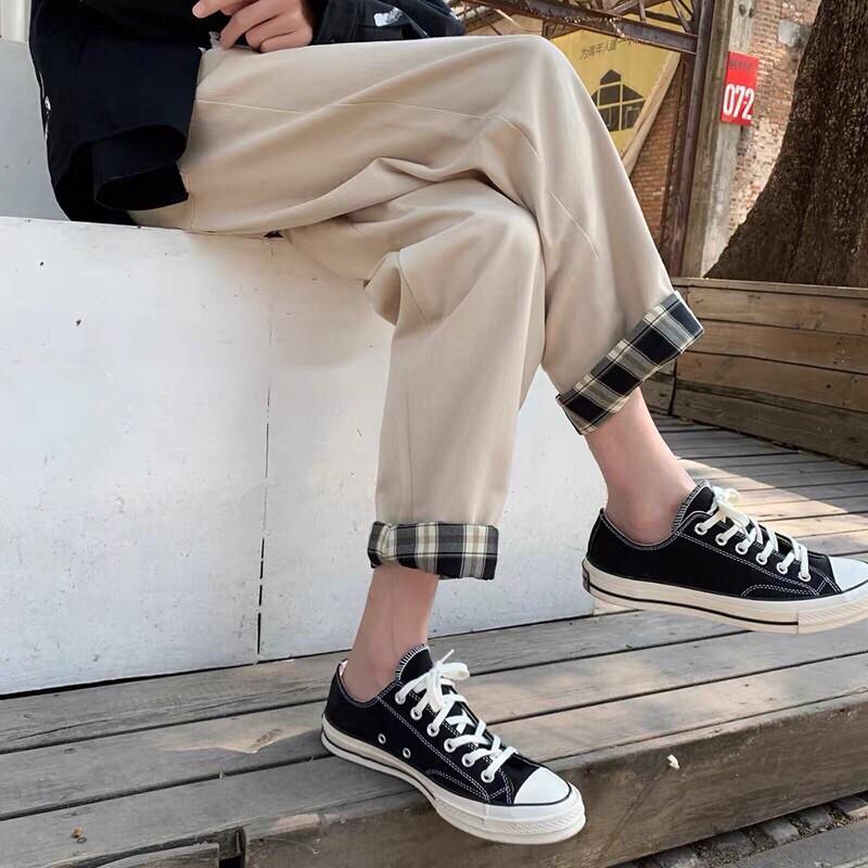 Quần Kaki Baggy Nam Nữ Ống Suông Sắn Gấu CARO Ulzzang