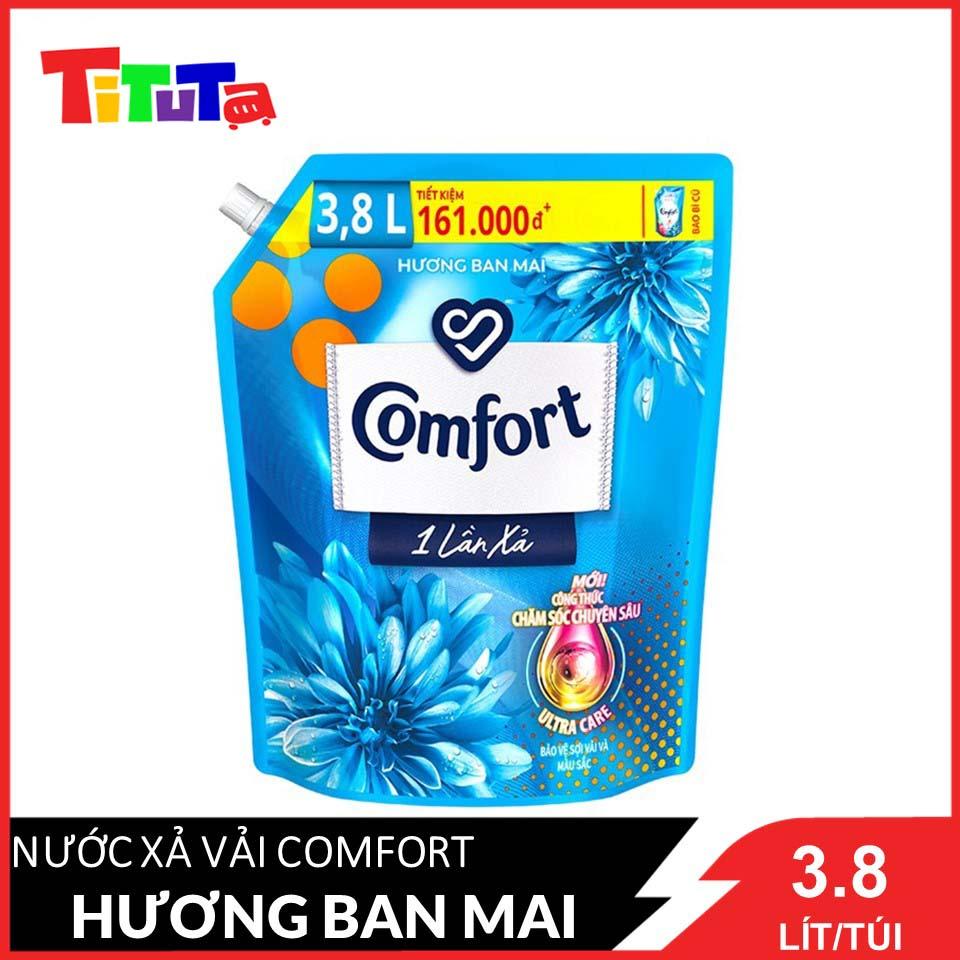 Nước Xả Làm Mềm Vải COMFORT Nước Xả Vải Hương Ban Mai Đậm Đặc 1 Lần Xả Giúp Giữ Màu &amp; Bền Vải 3.8L