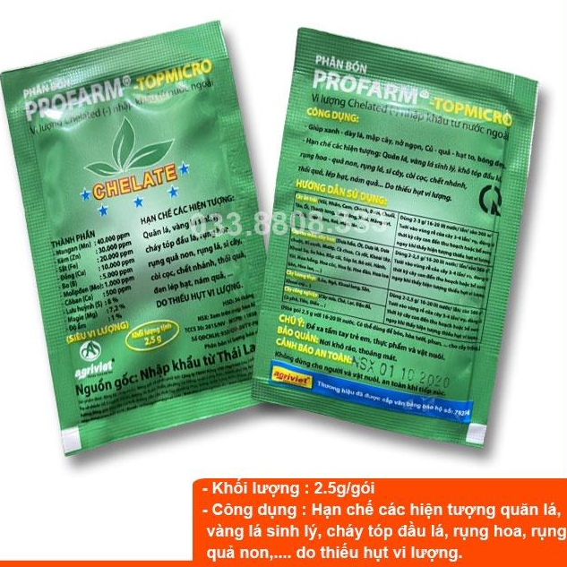 Combo 5 Gói Siêu Vi Lượng Chelate Profarm TopMicro 2 gram - Phân bón cây cảnh, hoa