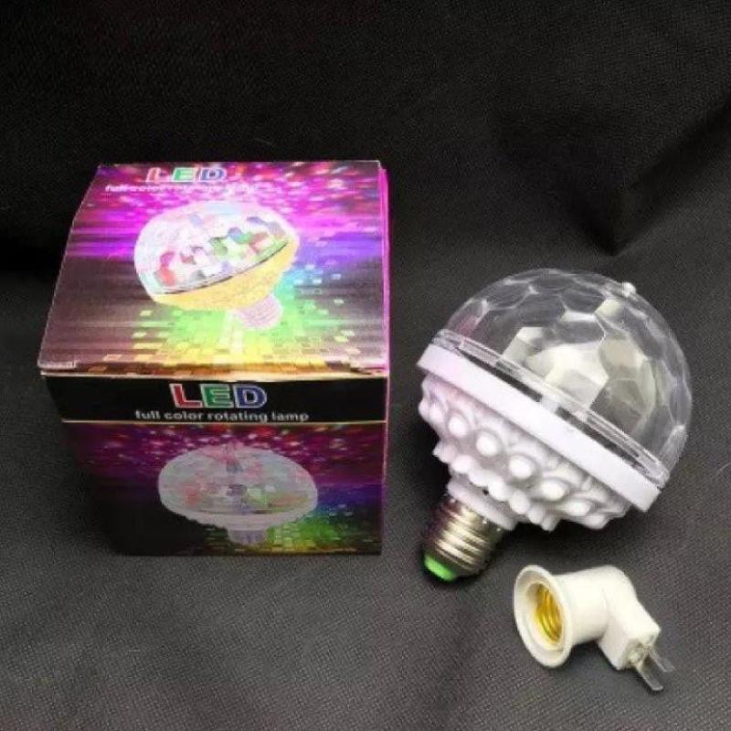 Đèn led nháy chớp 7 màu tự xoay kèm đui tròn, nhiều hiệu ứng tia chớp nhấp nháy theo nhạc