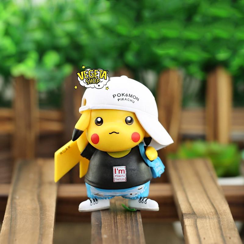 Mô hình Pikachu - Pikachu phong cách thời trang đội mũ lưỡi trai thời thượng dễ thương - Cao khoảng 8cm