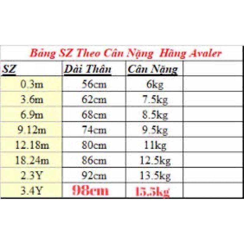Body sợi tre thở Avaler (4 màu)size từ 3-6m đến 9-12m