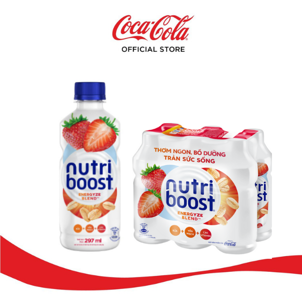 Lốc 6 Chai Thực phẩm bổ sung Nước uống sữa trái cây Nutriboost Energyze Blend. 297ml/Chai  Coca-Cola Official Store