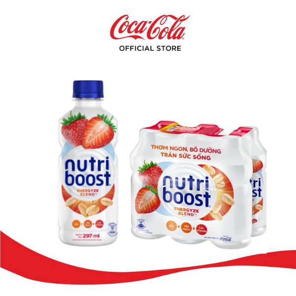 Lốc 6 Chai Sữa Nutriboost Thế Hệ Mới Hương Dâu (297ml/chai)