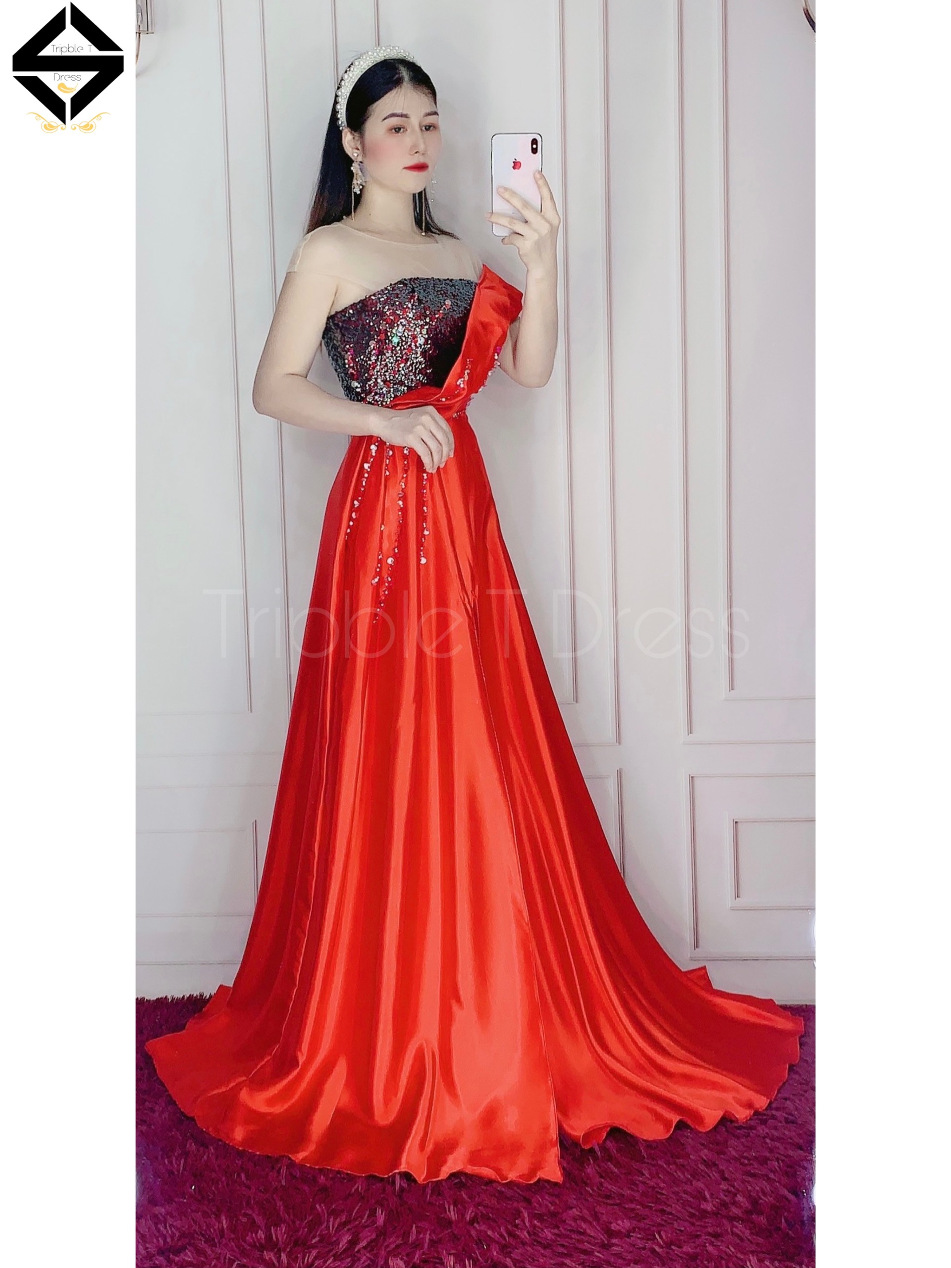 Đầm maxi dạ hội kim sa kết cườm sang trọng TRIPBLE T DRESS - size M/L -MS98Y