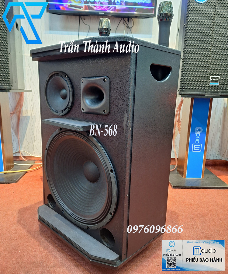 Loa Kéo karaoke BNIB Model BN-568 bass 40 kết nối bluetooth có reverb 2 tay mic UHF hợp kim hàng chính hãng nhập khẩu mới nhất 2024 bảo hành 6 tháng