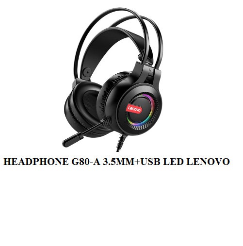 TAI NGHE G80-B ( 3.5MM+USB) ĐEN LED LENOVO- Hàng Chính Hãng