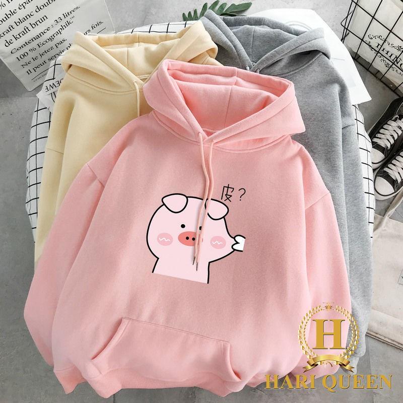 ÁO KHOÁC HOODIE NỈ UNISEX IN LỢN BẸO MÁ BB HOODIE DS1