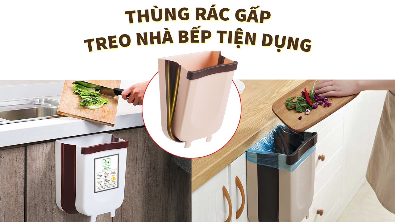 Thùng rác gấp gọn thông minh gắn cửa - HT