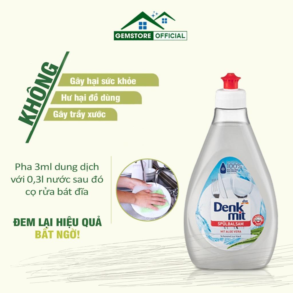 Nước Rửa Chén Bát Denkmit, Dung Dịch Rửa Chén Bát, Dung Tích 500ml, Hương Lô Hội, An Toàn, Hiệu Quả, Nhập Đức