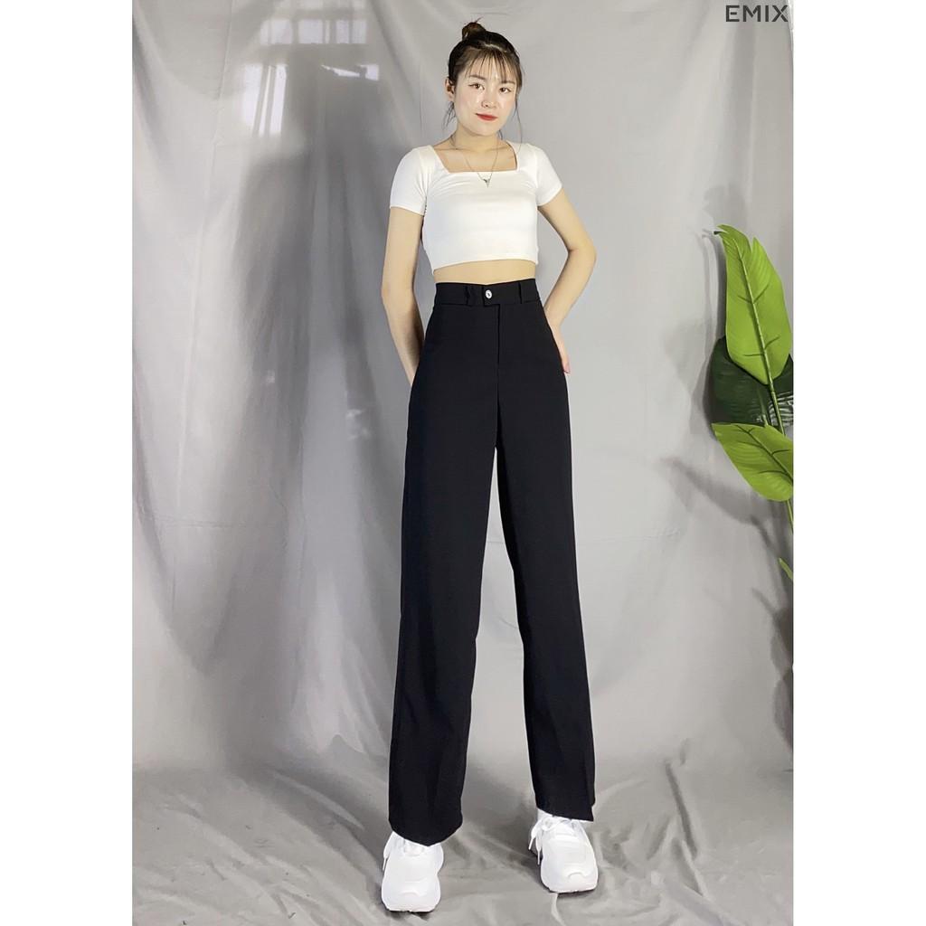 Quần tây nữ ống rộng lưng cao EMIX (3 màu). culotes. dài 100cm, khóa trước, chất tuyết mưa mềm mịn, đứng dáng 09
