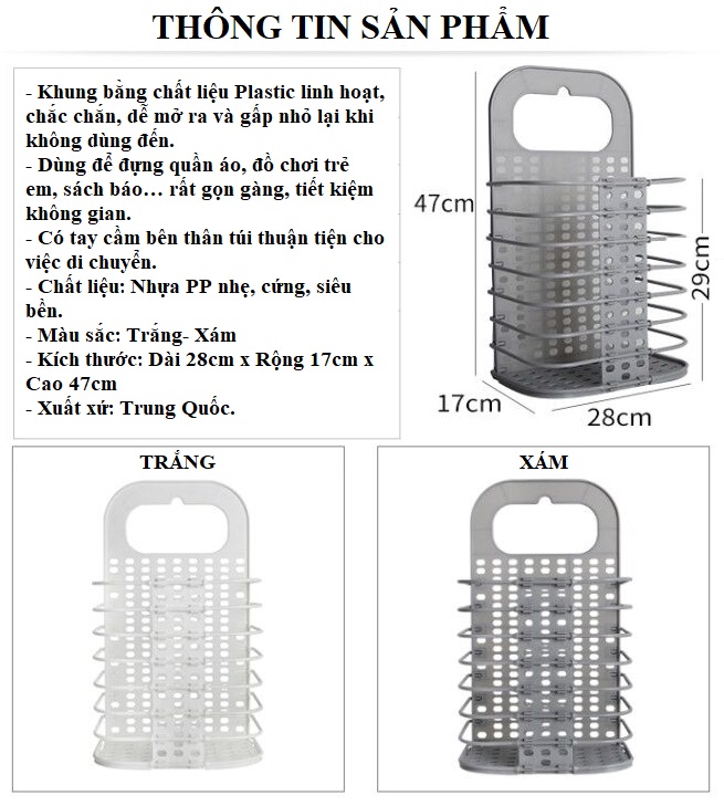 Combo 2 Giỏ Nhựa Đựng Đồ Đa Năng Gấp Gọn Thông Minh Với Chất Liệu Cứng Cáp - Bền Chắc