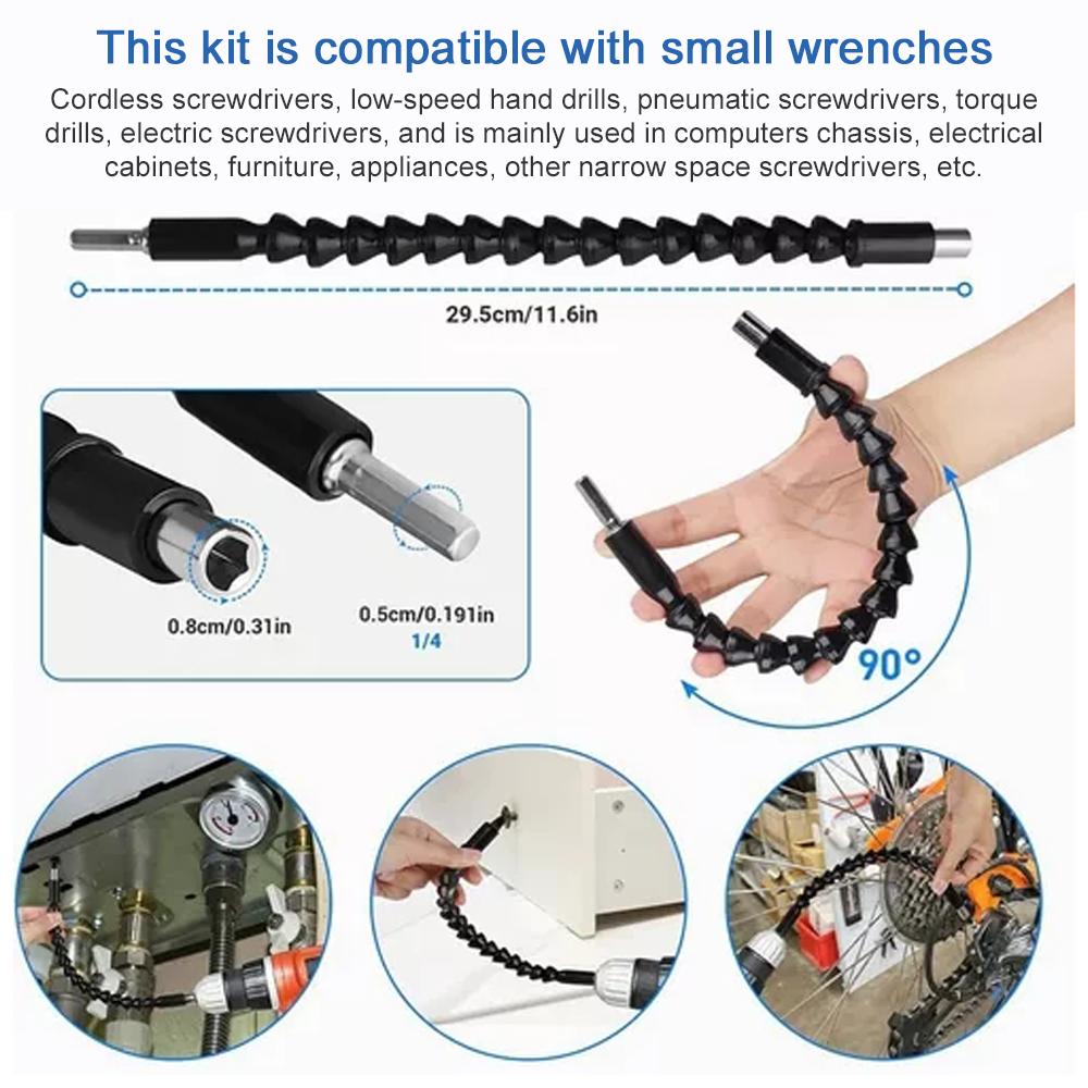 21PCS Flexible Drill Bit Extension Set with 105° Angle Drill Bit Extension & 1/2 3/8 1/4 inch Universal Socket Adapter & Drill Bit Holder & Screwdriver Bit Kit & Universal Socket Grip