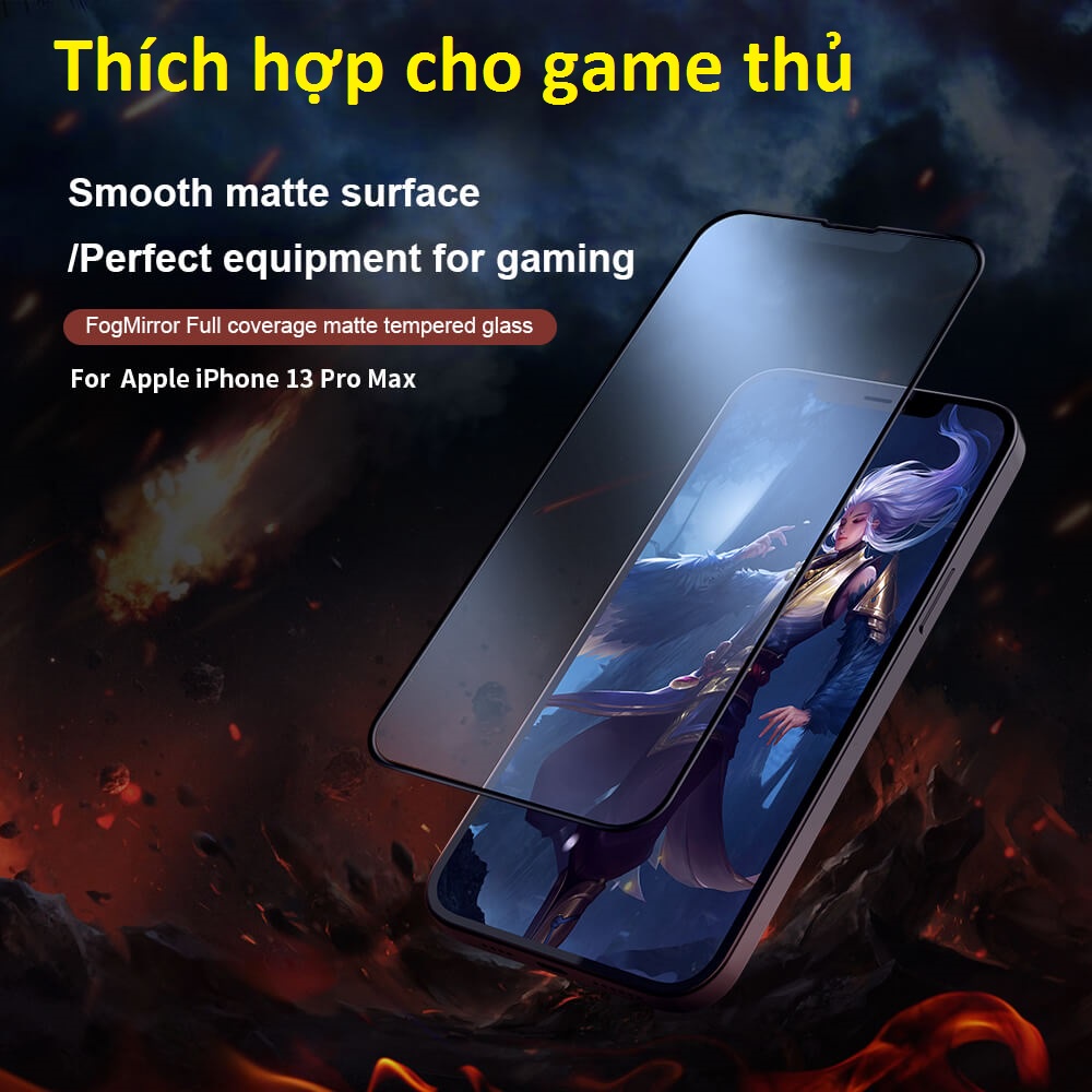 Cường lực full màn hình phủ Matte chống bám vân tay cho iP 13 Pro Max / 14 plus Nillkin FogMirror - Hàng chính hãng