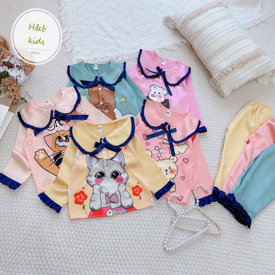 [ Mã Độc Quyền ] Bộ Mặc Nhà dài tay cao cấp Pijama Lụa 3D Cao Cấp Cho Bé