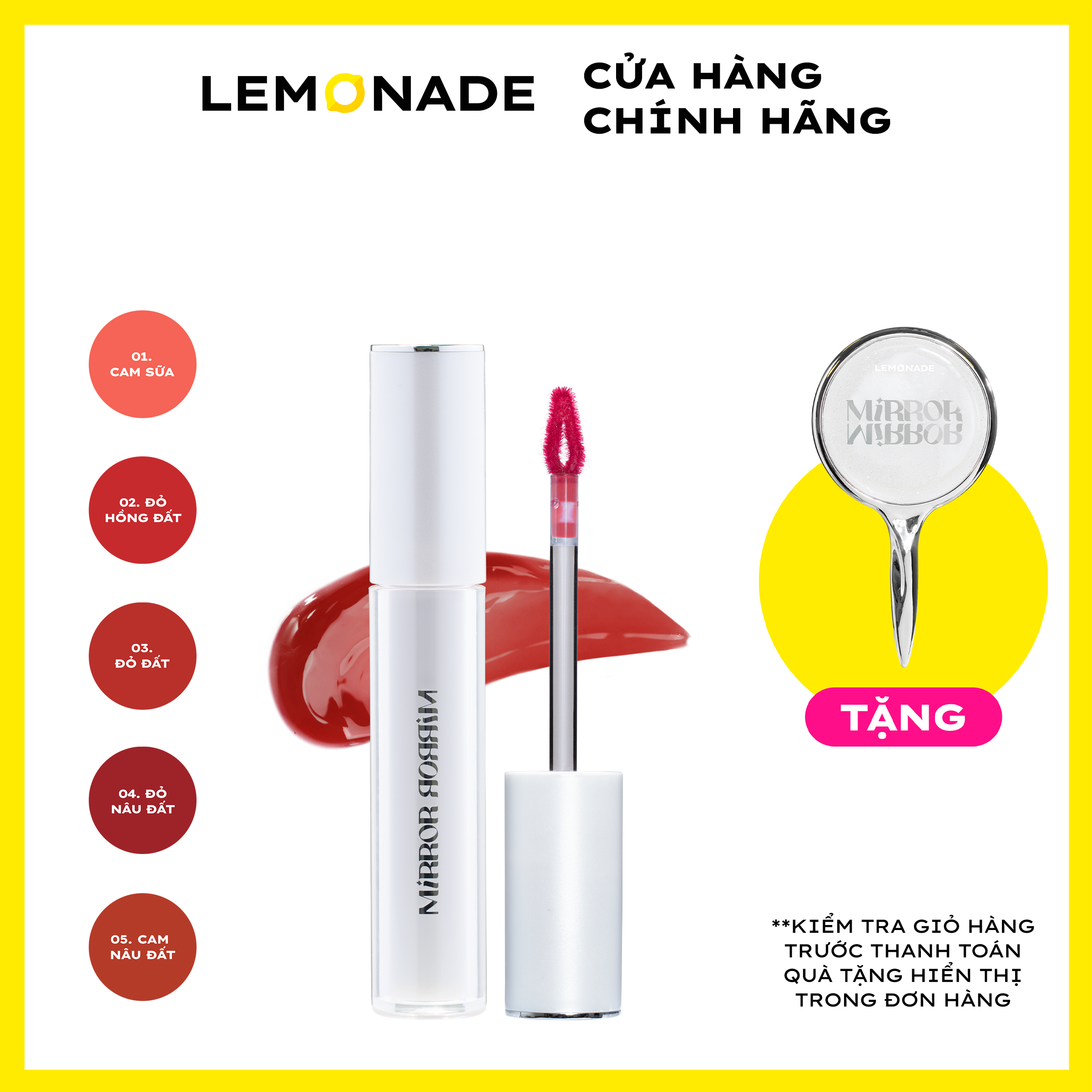 Son tint bóng không dính siêu lỳ Lemonade Mirror Mirror Water Tint 4g