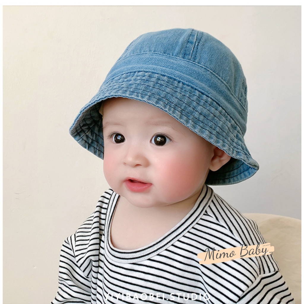 Mũ bucket bò màu xanh kiểu dáng basic thời trang xuân hè cho bé MH223 Mimo Baby