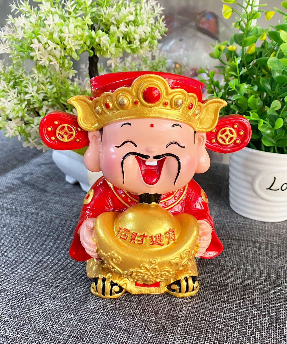 Tượng chibi Thần Tài 14cm đỉnh vàng may mắn mẫu đặc ruột