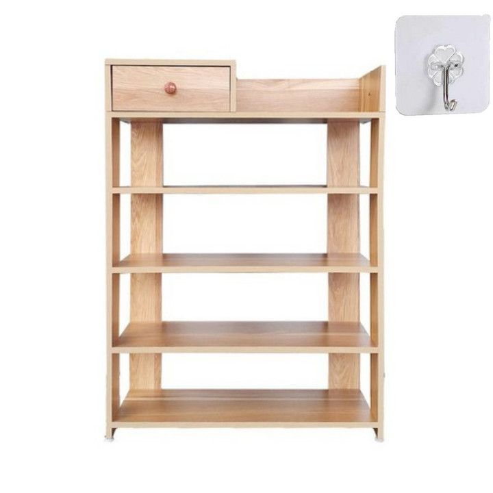 Kệ để giày dép gỗ 5 tầng cao cấp-Nâu gỗ-Khách tự lắp ráp
