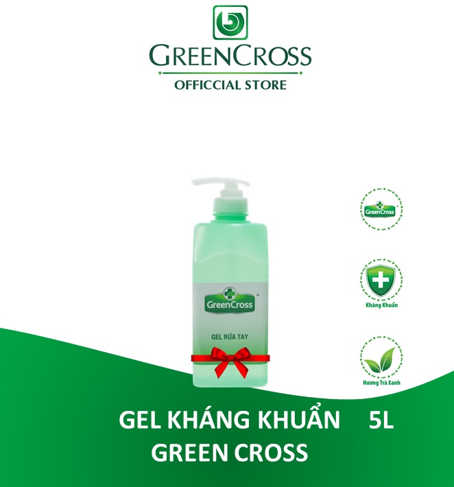 Gel sát khuẩn tay dùng trong gia dụng và y tế - GREEN CROSS TOTAL DEFENSE - Can 5 Lít Tặng thêm 1 chai Gel kháng khuẩn Green Cross 500ml