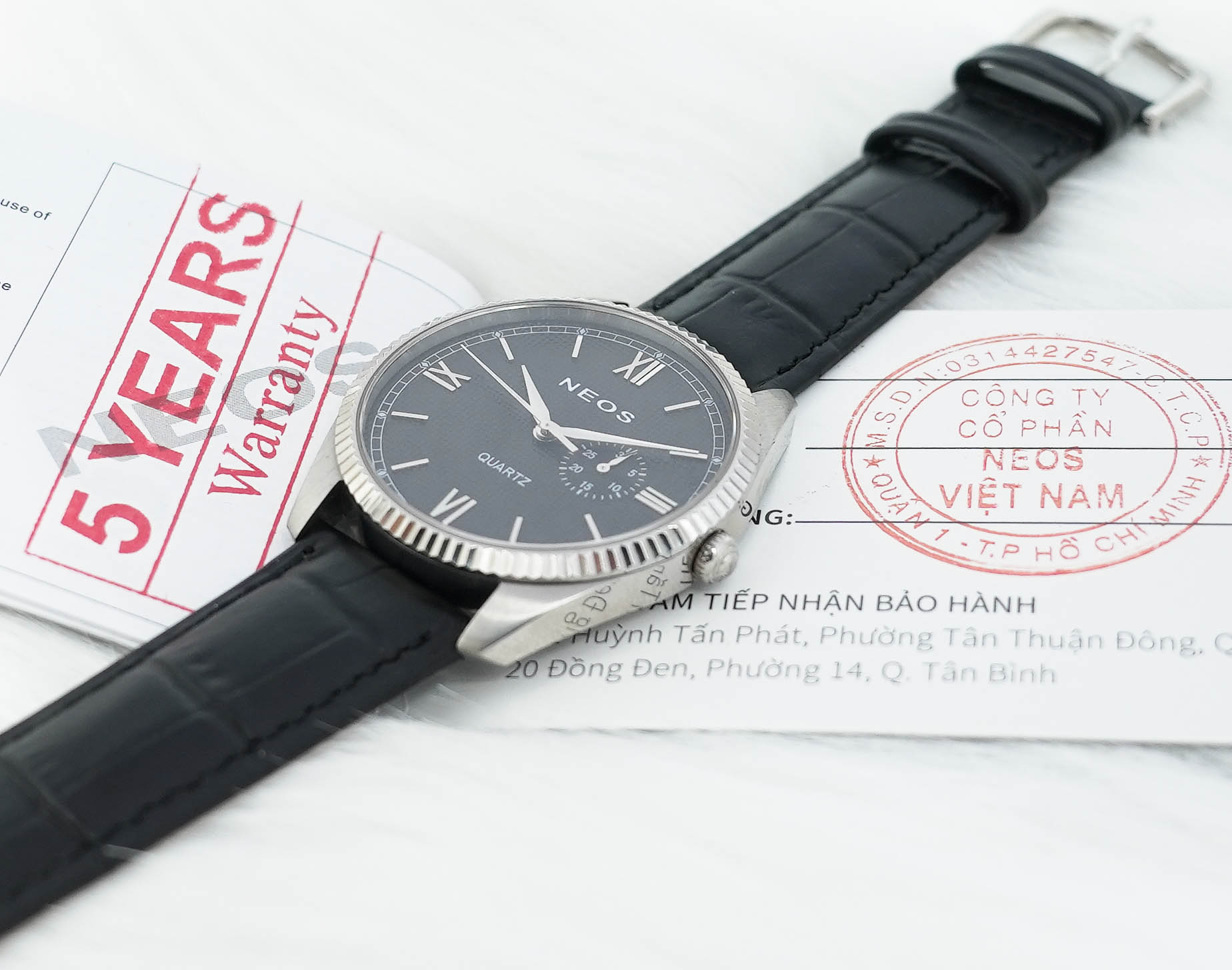 Đồng Hồ Nam Dây Da Neos N-40703M 4 Kim Sapphire Bảo Hành Chính Hãng 5 Năm