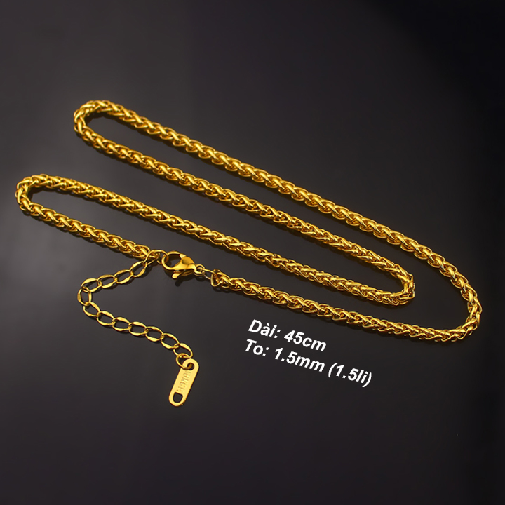 Dây chuyền titan bông dừa 1.5li WDC590 Không đen không rỉ sét