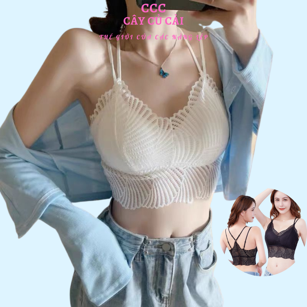 Áo bra ren, áo bra dệt lưng chéo chất gân quyến rũ -CCC065