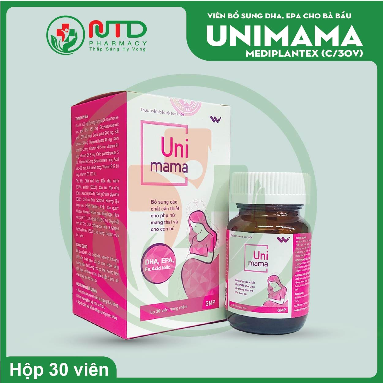 Thực phẩm bảo vệ sức khỏe Unimama bổ sung DHA, EPA cho phụ nữ mang thai