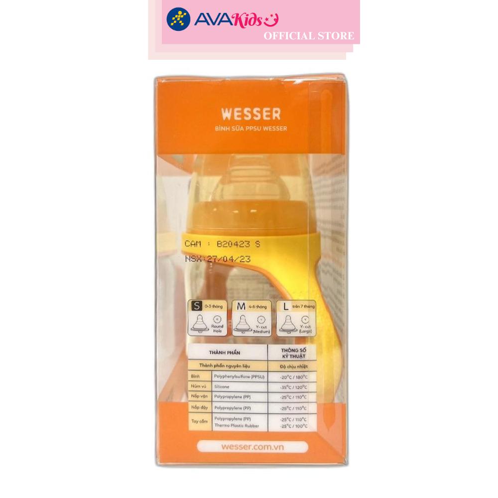 Bình sữa nhựa PPSU Wesser TBSWPP180 cổ rộng 180 ml (0 - 3 tháng)