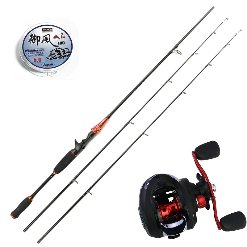 Cần câu cá lure 2m4 - Kèm máy ngang kim loại cao cấp - Tặng kèm 1 ngọn cần + 1 hộp cước BCL04 " Máy giao màu ngẫu nhiên - Cam - Xanh "
