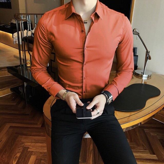 Áo sơ mi nam dài tay thời trang trơn