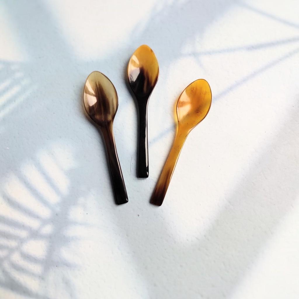 Thìa/Muỗng Sừng Tự Nhiên Nhỏ Xinh 12x3cm,Thìa Xúc Gia Vị,Muối,Tiêu,Thìa Ăn Tráng Miệng,Chụp Ảnh Decor