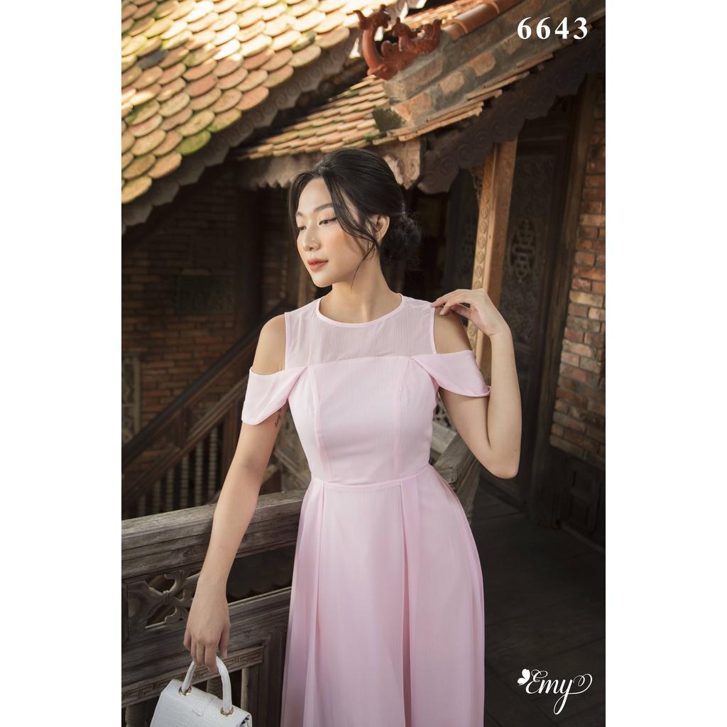Đầm EMY EM6643 Maxi Hồng Rớt Vai