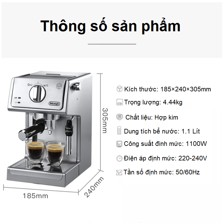 Máy Pha Cà Phê Espresso Delonghi ECP36.31 1100W - Hàng Nhập Khẩu
