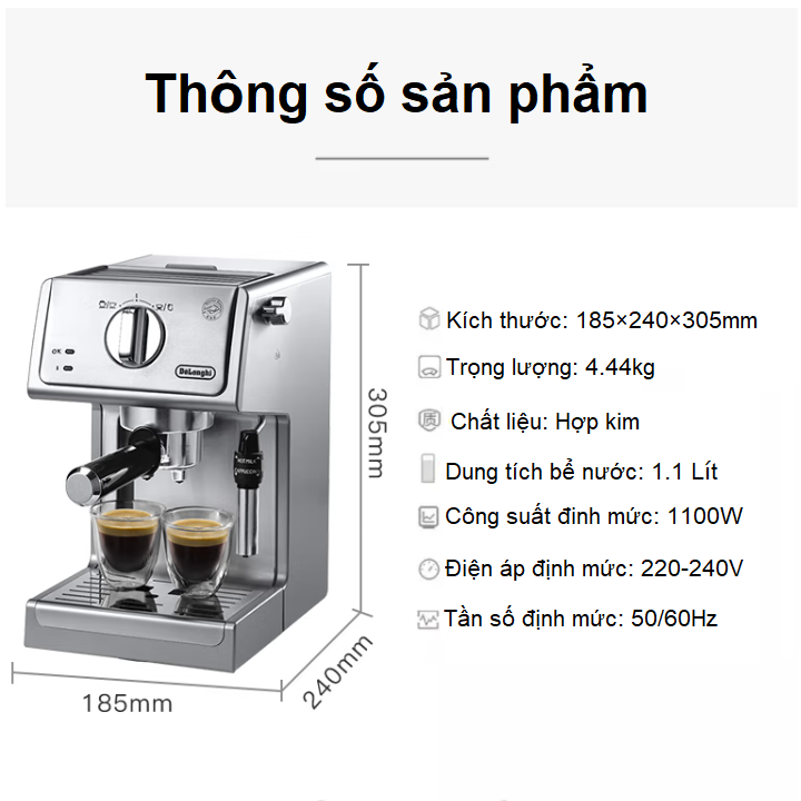 Máy Pha Cà Phê Espresso Delonghi ECP36.31 1100W (15bar) - Hàng Nhập Khẩu