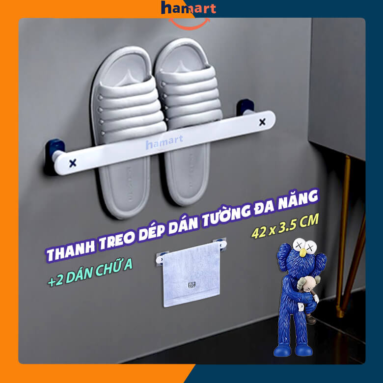 Thanh Để Dép Treo Tường Cài Khăn Móc Đồ Đa Năng Dán Tường Nhà Tắm KAW Decor Nhựa ABS Keo Siêu Dính