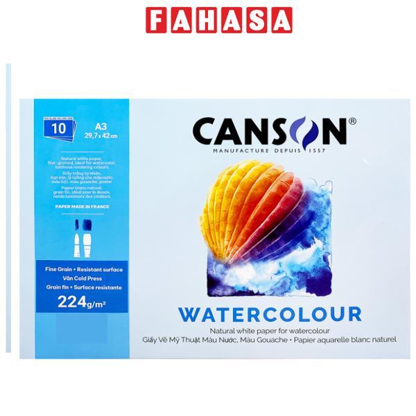 Giấy Vẽ Mỹ Thuật Màu Nước Canson A3 - 224gsm 10 Tờ