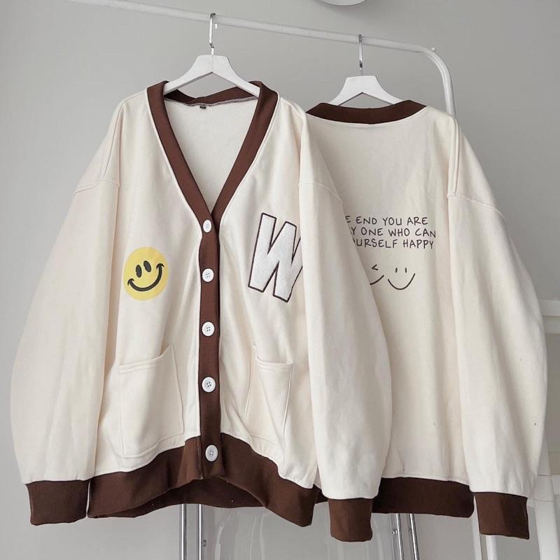 Áo Khoác Cardigan Unisex Form Rộng Xanh Két HAPPY SMILE