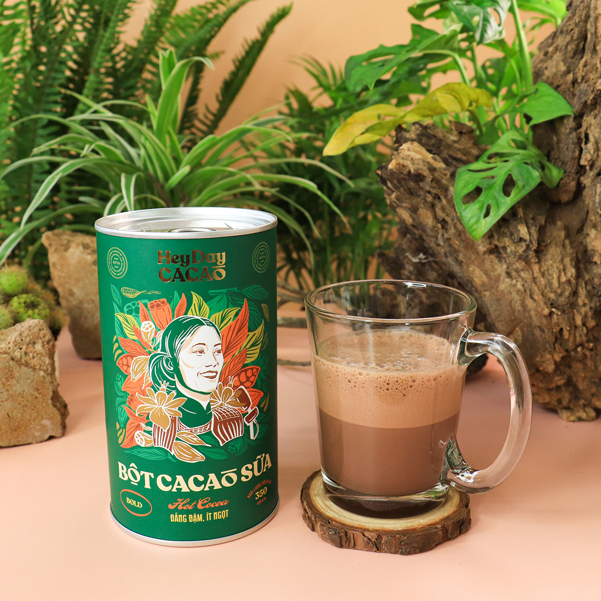 Bột cacao sữa Bold - Đắng đậm, Ít ngọt - Lon 350g - Bộ Sưu Tập sản phẩm "Thật" Heydaycacao