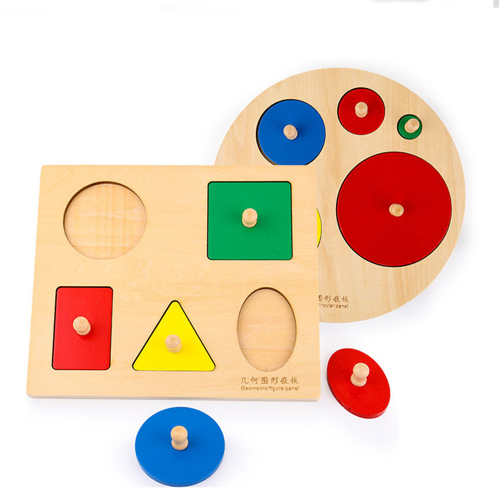 Combo 3 bảng núm hình học giáo cụ Montessori