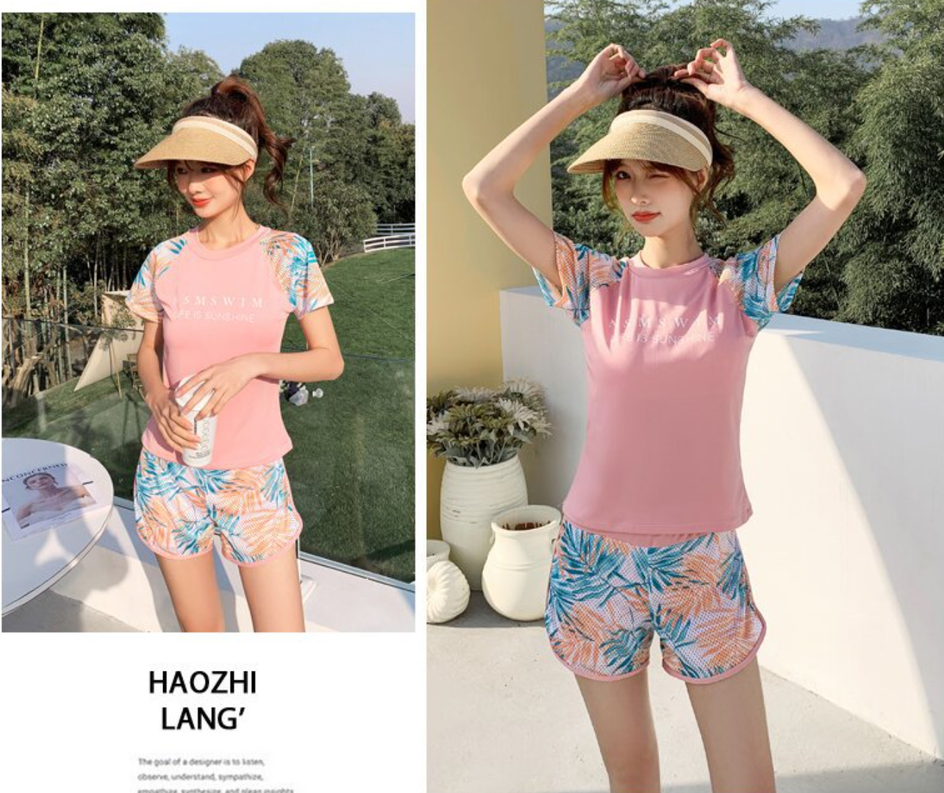 Bộ đồ bơi bikini nữ hai mảnh kín đáo đi tắm biển giấu bụng áo cộc tay - B.28