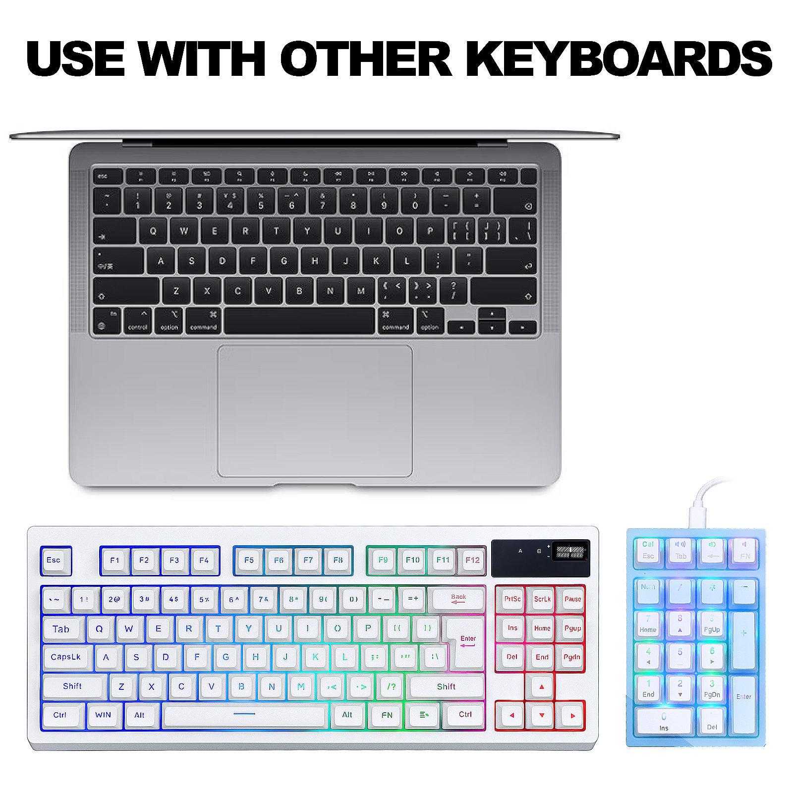 21 Keys Mechanical Numeric Keypad RGB LED Backlit Keyboard Mini for Laptop ,
