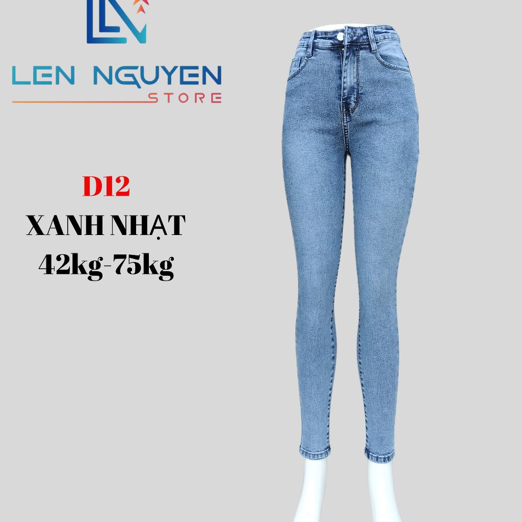 D12_Quần jean nữ, dài, lưng cao, quần bò nữ dáng ôm, quần rin nữ có big size, cho 42kg đến 75kg,LEN NGUYEN STORE