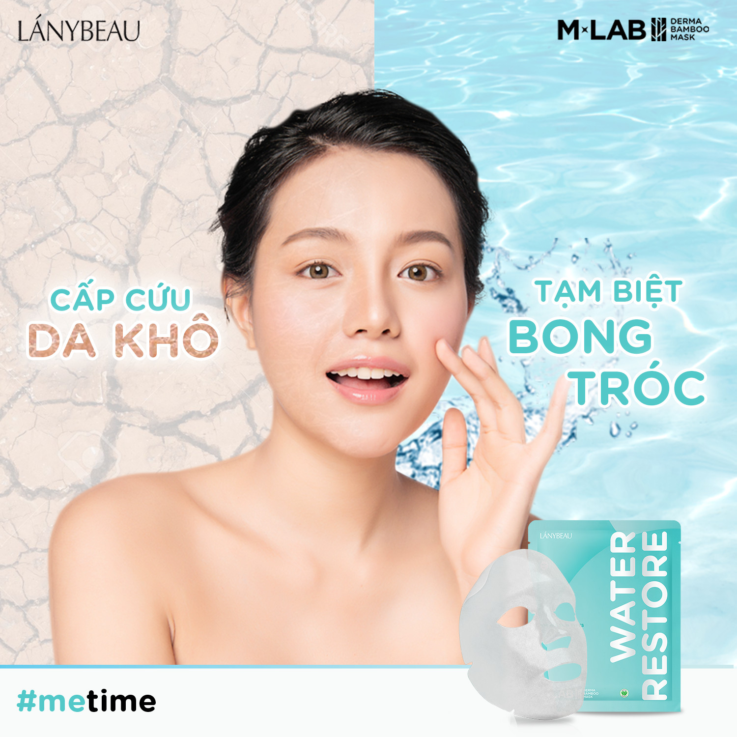 Hộp 7 miếng mặt nạ dưỡng da ẩm mịn, phục hồi M-Lab Derma Bamboo Mask - Water Restore