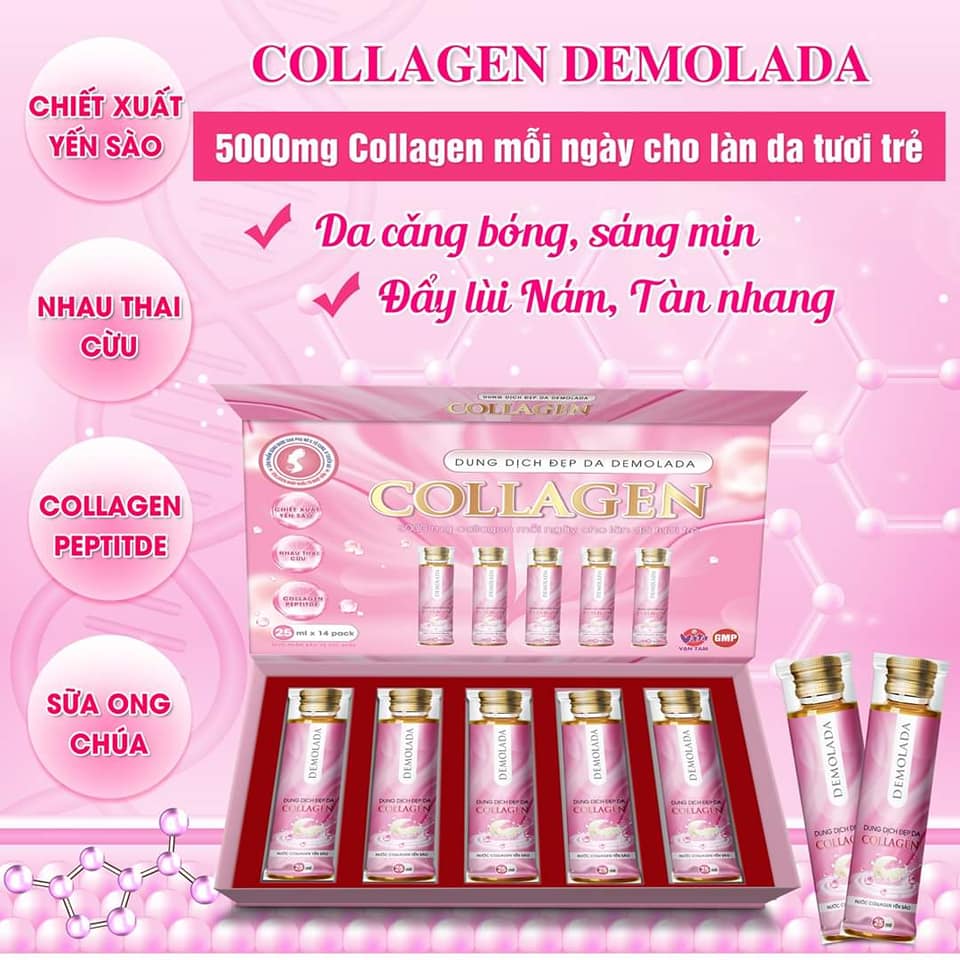 Dung dịch Demolada Collagen nước uống hỗ trợ làm đẹp giảm sạm nám nếp nhăn giúp sáng da chống lão hóa