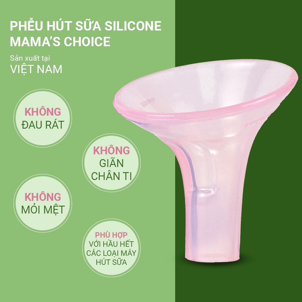 Phễu Hút Sữa Silicone Mama's Choice Pumpfit, Hứng Sữa Mẹ Êm Ái, Kiểm Định Quốc Tế, Tương Thích Máy Mede la Spectra Avent Fazt