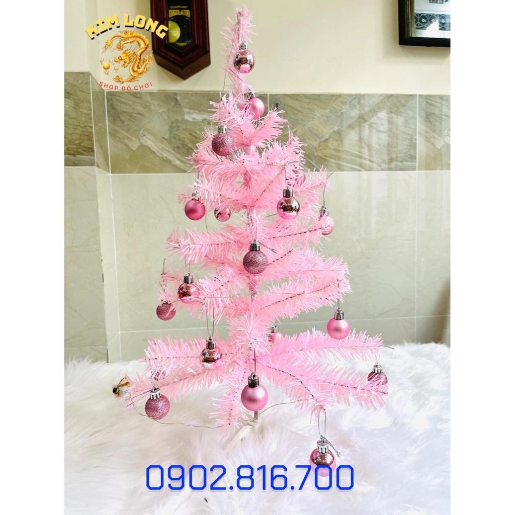Cây thông Noel màu hồng mini để bàn 60cm kèm đầy đủ phụ kiện trang trí Noel ngày giáng sinh